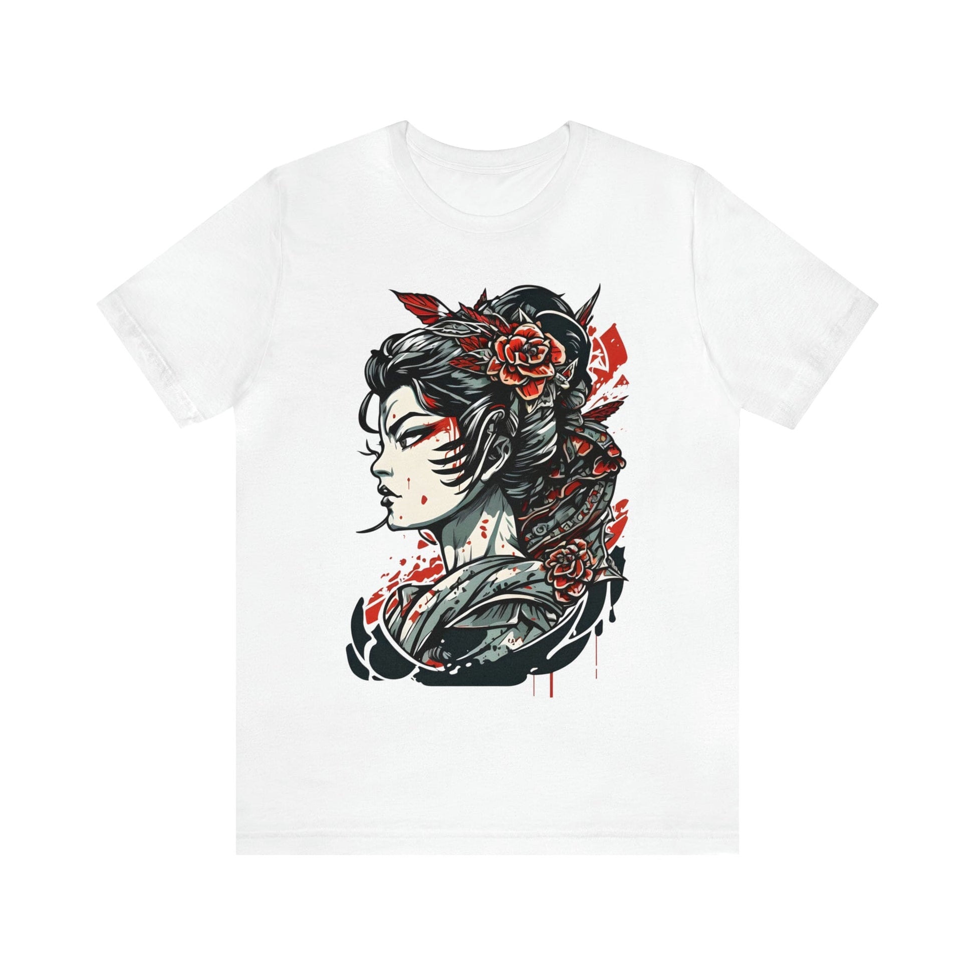 Unisex Japanese Geisha Artistic Design T-shirt- Tattoo Inspired Apparel T-Shirt InkedOut White S 