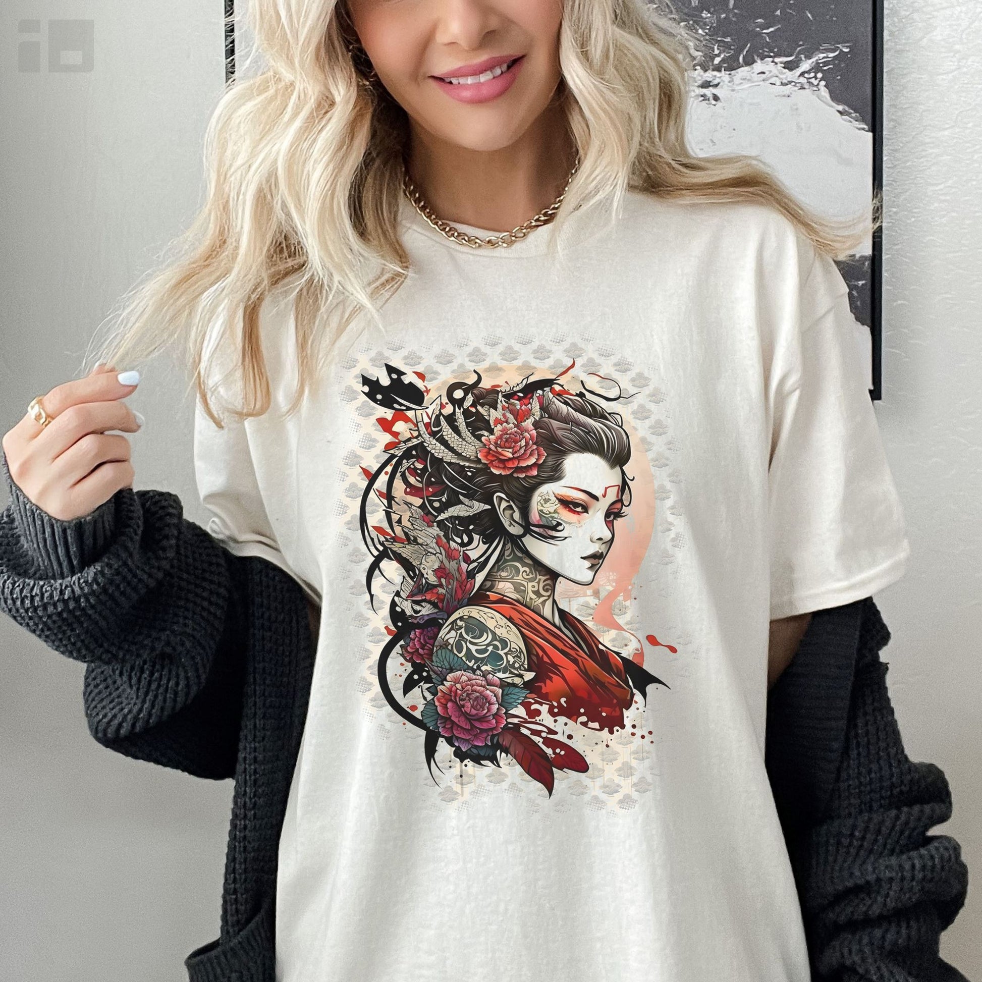 Unisex Japanese Geisha T-shirt- Tattoo Inspired Fashion T-Shirt Printify Natural S 