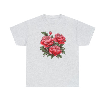 Unisex Japanese-Style Pink Peonies Tattoo Design T-shirt T-Shirt Printify Ash S 