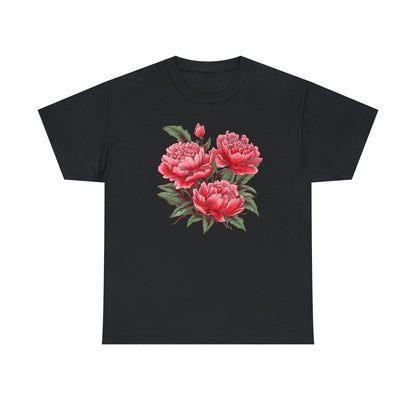 Unisex Japanese-Style Pink Peonies Tattoo Design T-shirt T-Shirt Printify Black S 