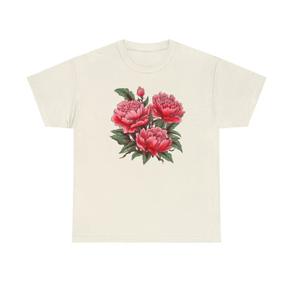 Unisex Japanese-Style Pink Peonies Tattoo Design T-shirt T-Shirt Printify Natural S 