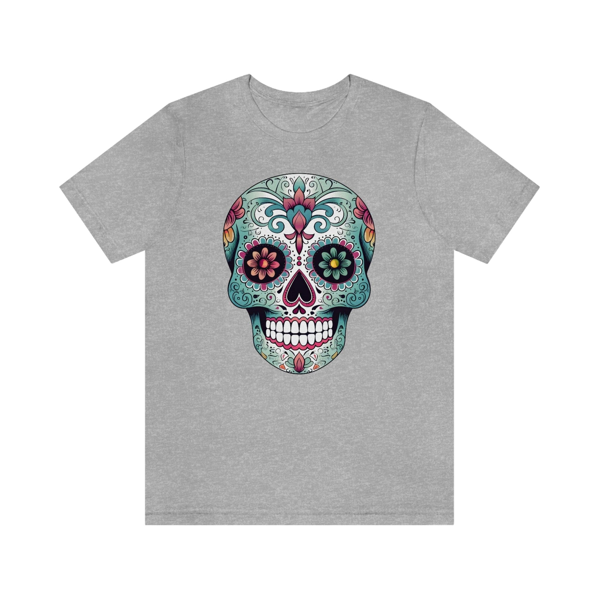 Unisex Mexican Calavera Skull T-Shirt- Authentic Day of the Dead Design T-Shirt Printify M Athletic Heather 