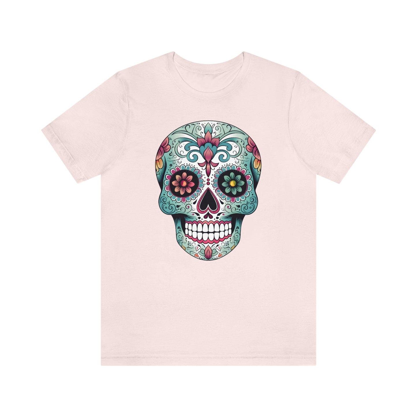 Unisex Mexican Calavera Skull T-Shirt- Authentic Day of the Dead Design T-Shirt Printify S Soft Pink 