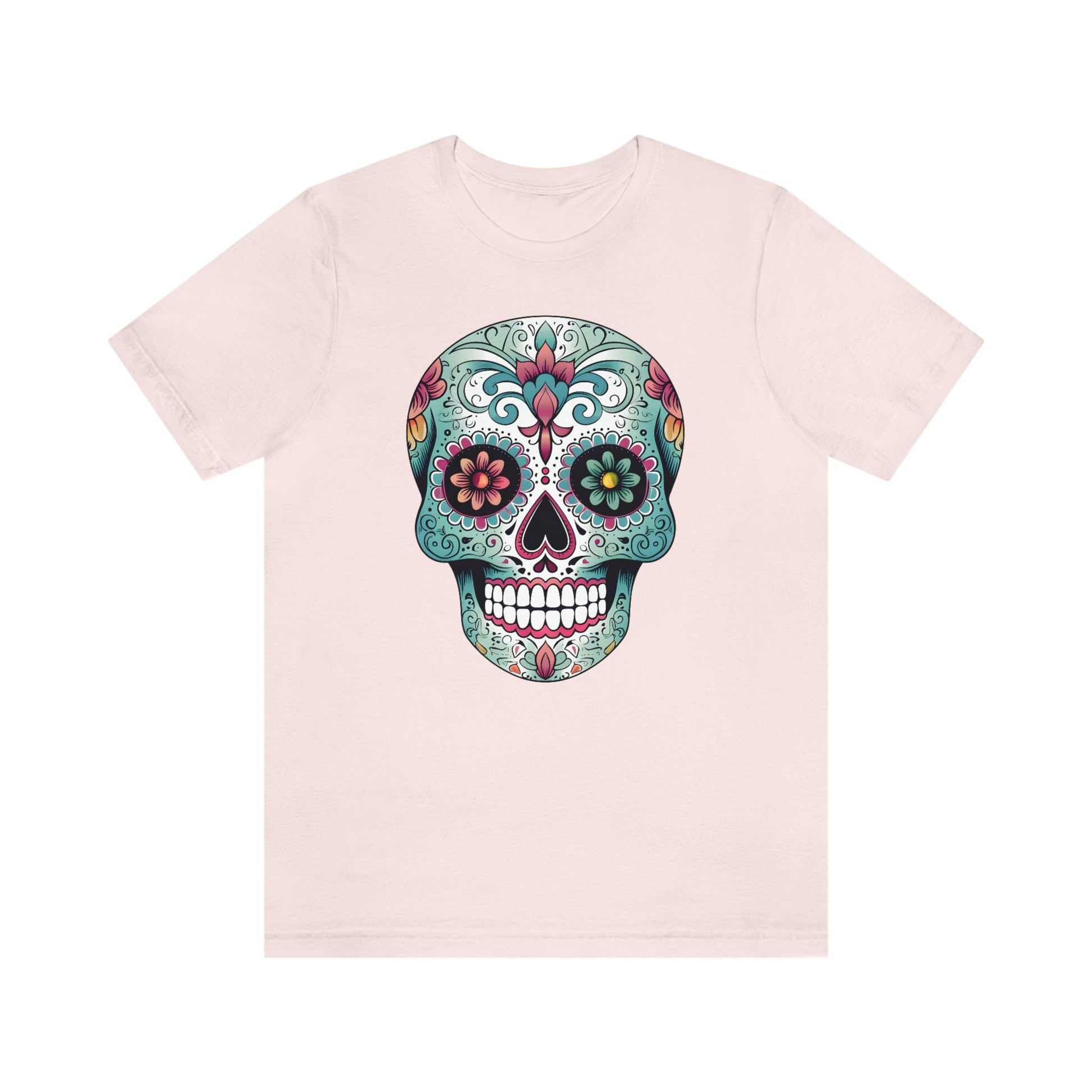 Unisex Mexican Calavera Skull T-Shirt- Authentic Day of the Dead Design T-Shirt Printify S Soft Pink 