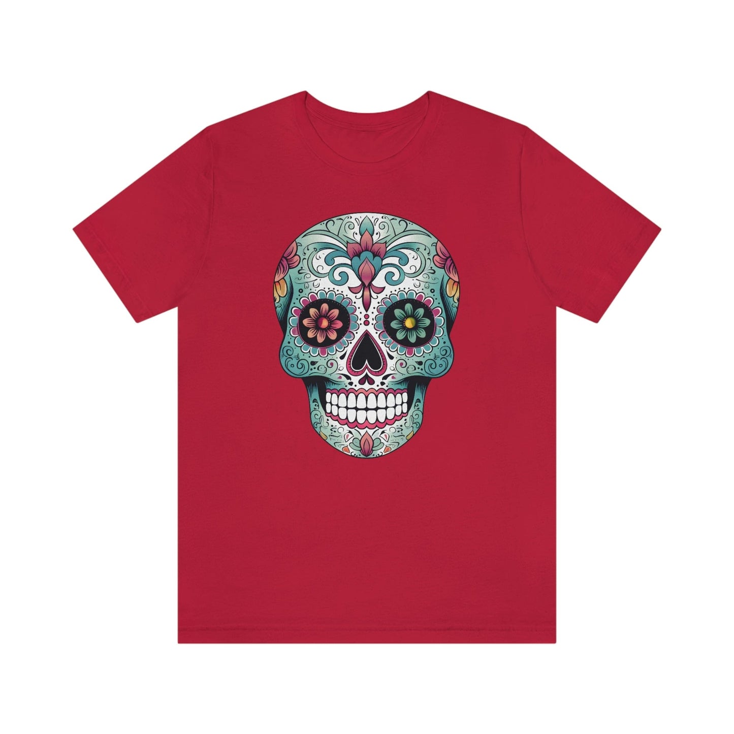 Unisex Mexican Calavera Skull T-Shirt- Authentic Day of the Dead Design T-Shirt Printify XS Red 