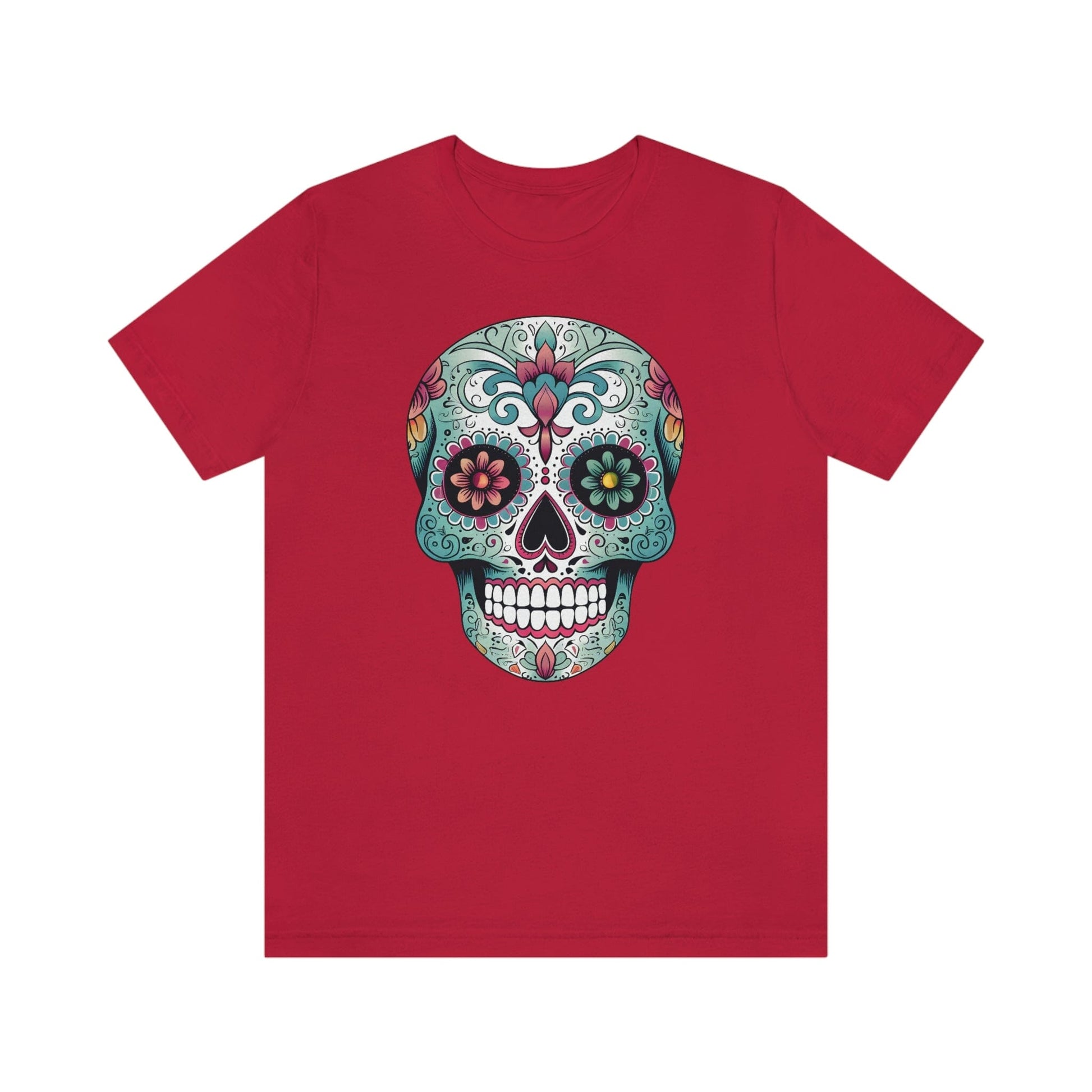 Unisex Mexican Calavera Skull T-Shirt- Authentic Day of the Dead Design T-Shirt Printify XS Red 