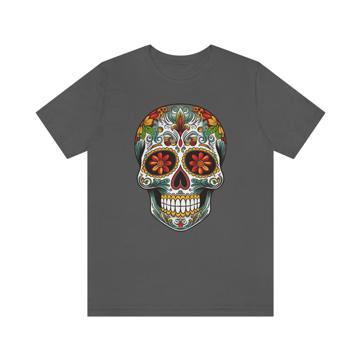 Unisex Mexican Calavera Skull T-Shirt- Tattoo Inspired Day of the Dead Apparel T-Shirt Printify S Asphalt 