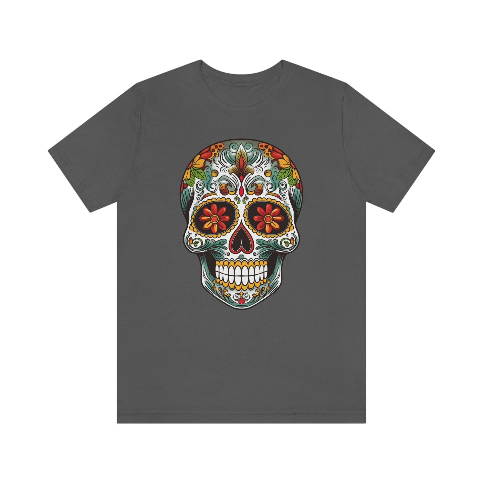 Unisex Mexican Calavera Skull T-Shirt- Tattoo Inspired Day of the Dead Apparel T-Shirt Printify S Asphalt 