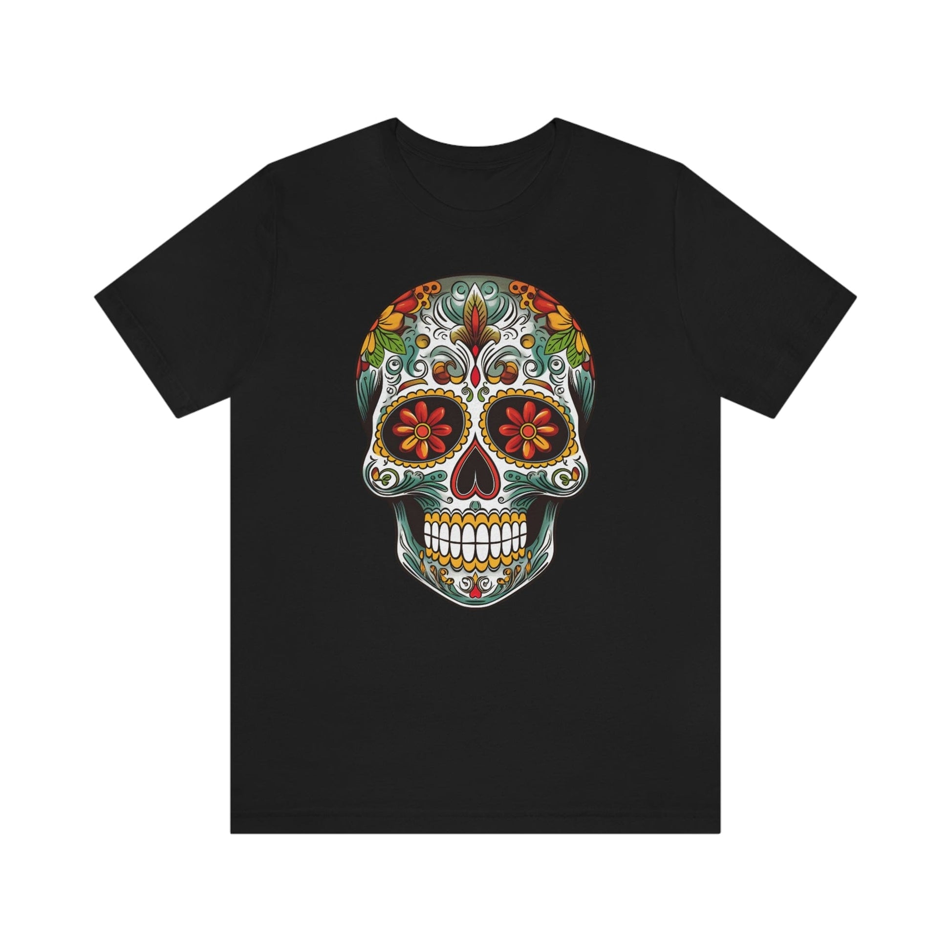 Unisex Mexican Calavera Skull T-Shirt- Tattoo Inspired Day of the Dead Apparel T-Shirt Printify S Black 