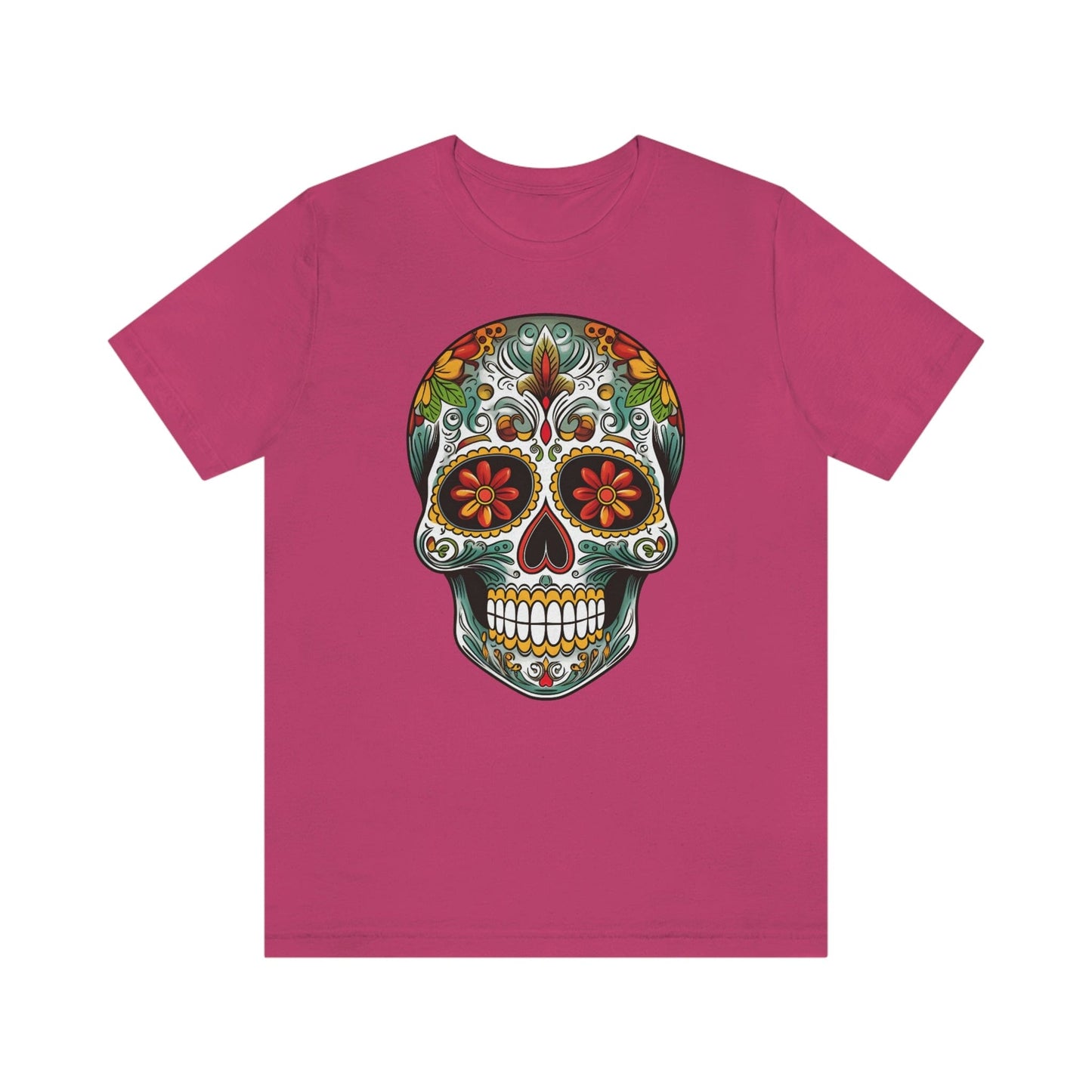 Unisex Mexican Calavera Skull T-Shirt- Tattoo Inspired Day of the Dead Apparel T-Shirt Printify XS Berry 