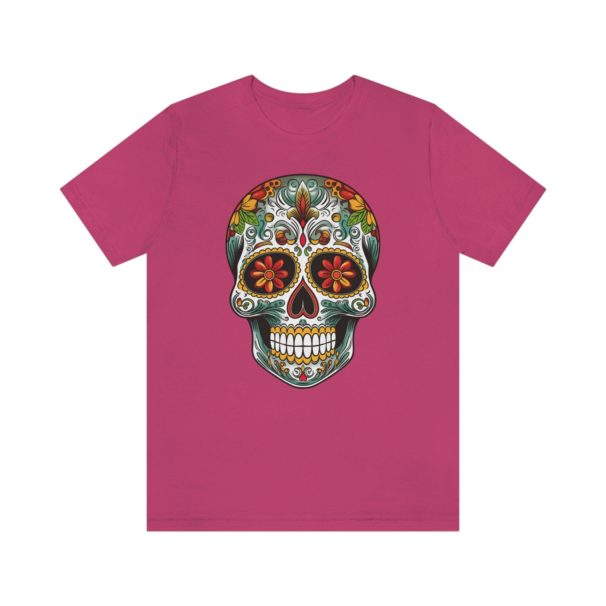 Unisex Mexican Calavera Skull T-Shirt- Tattoo Inspired Day of the Dead Apparel T-Shirt Printify XS Berry 