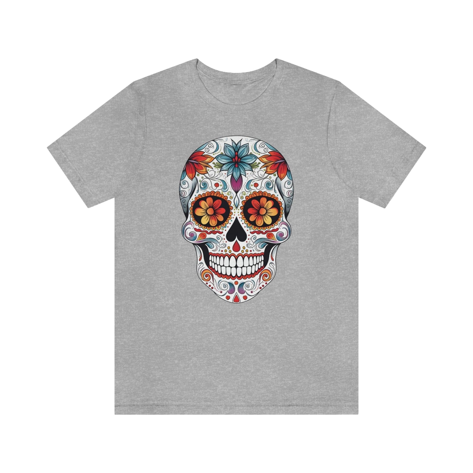 Unisex Mexican Day of the Dead Calavera T-Shirt- Tattoo Inspired Fashion T-Shirt Printify M Athletic Heather 