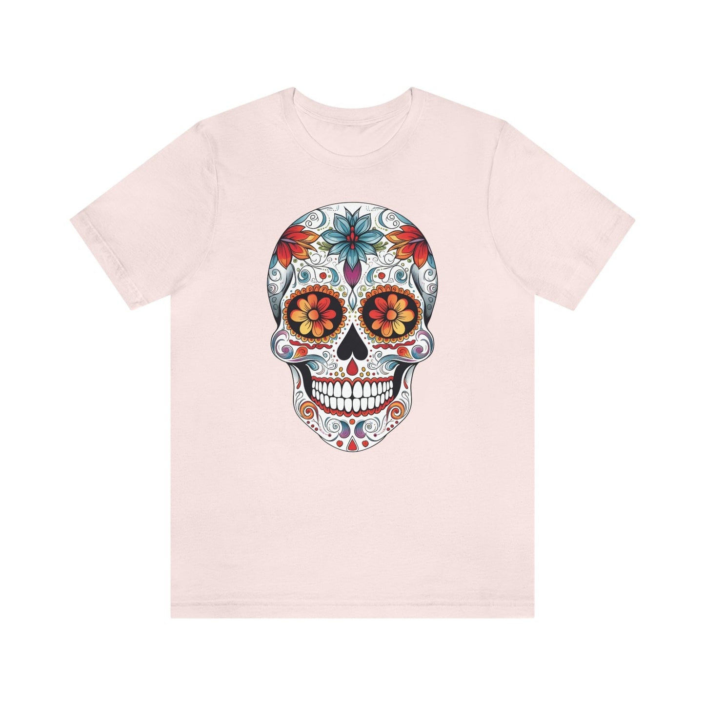 Unisex Mexican Day of the Dead Calavera T-Shirt- Tattoo Inspired Fashion T-Shirt Printify S Soft Pink 