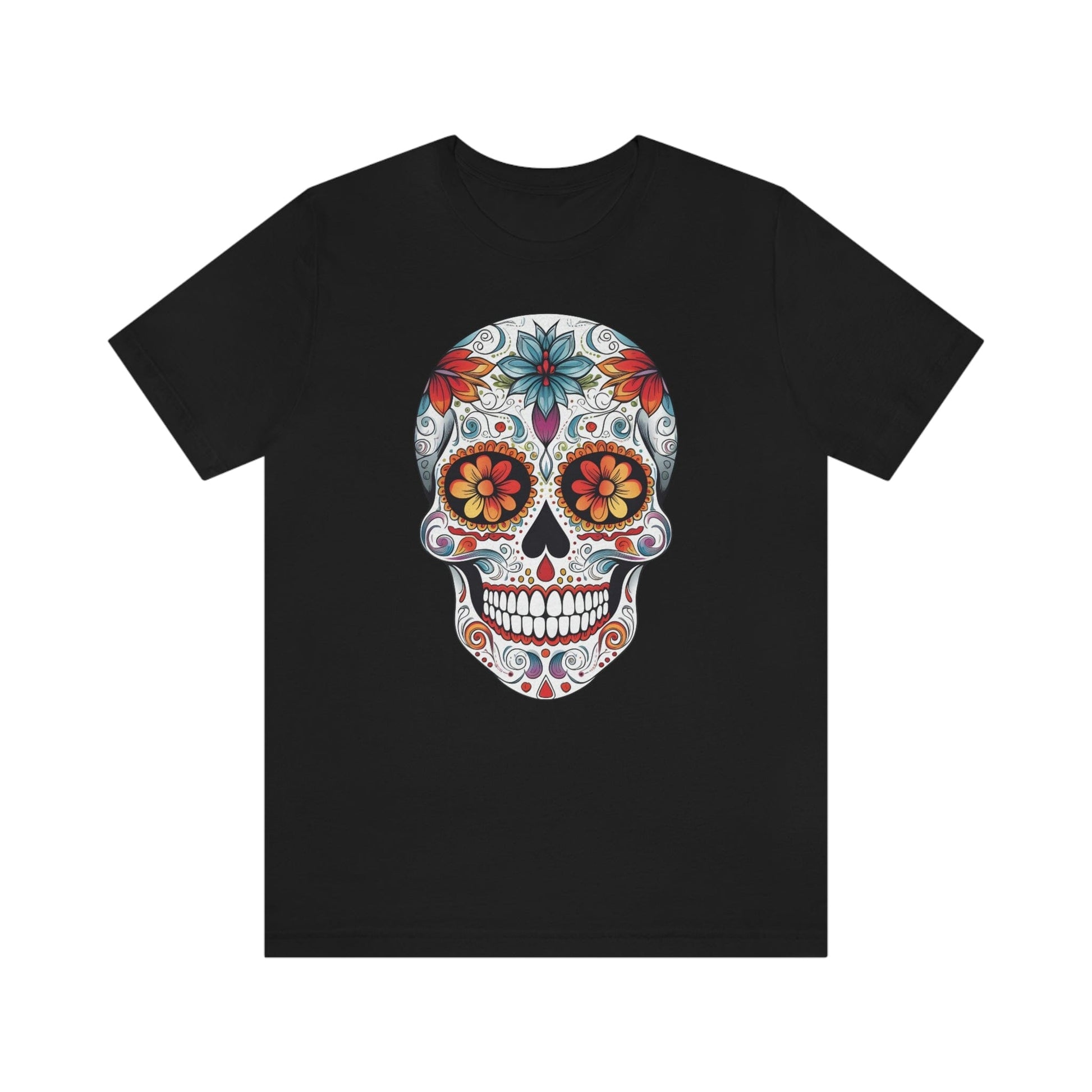 Unisex Mexican Day of the Dead Calavera T-Shirt- Tattoo Inspired Fashion T-Shirt Printify XS Black 