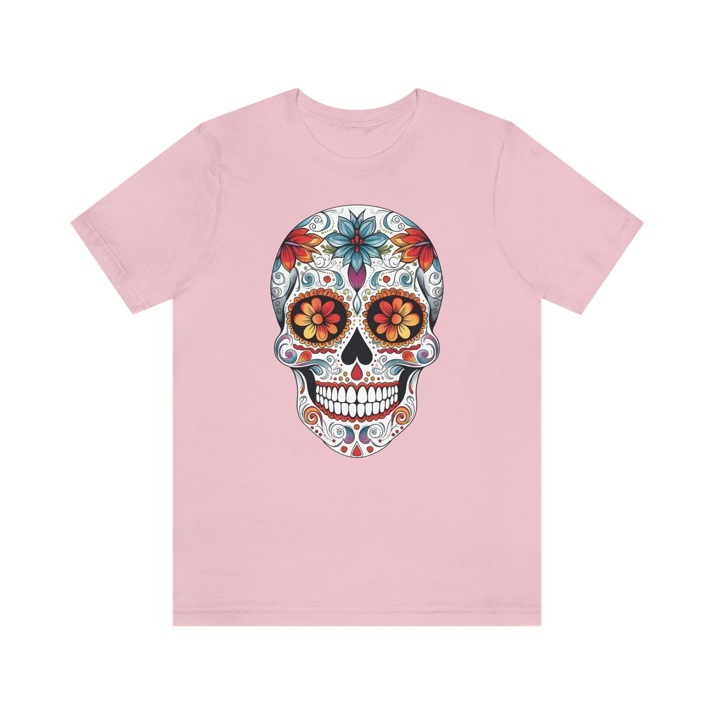 Unisex Mexican Day of the Dead Calavera T-Shirt- Tattoo Inspired Fashion T-Shirt Printify XS Pink 