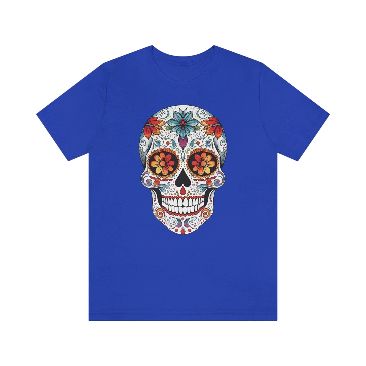 Unisex Mexican Day of the Dead Calavera T-Shirt- Tattoo Inspired Fashion T-Shirt Printify XS True Royal 