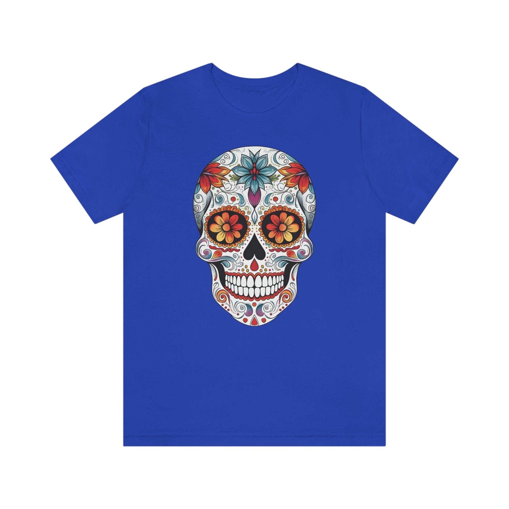 Unisex Mexican Day of the Dead Calavera T-Shirt- Tattoo Inspired Fashion T-Shirt Printify XS True Royal 