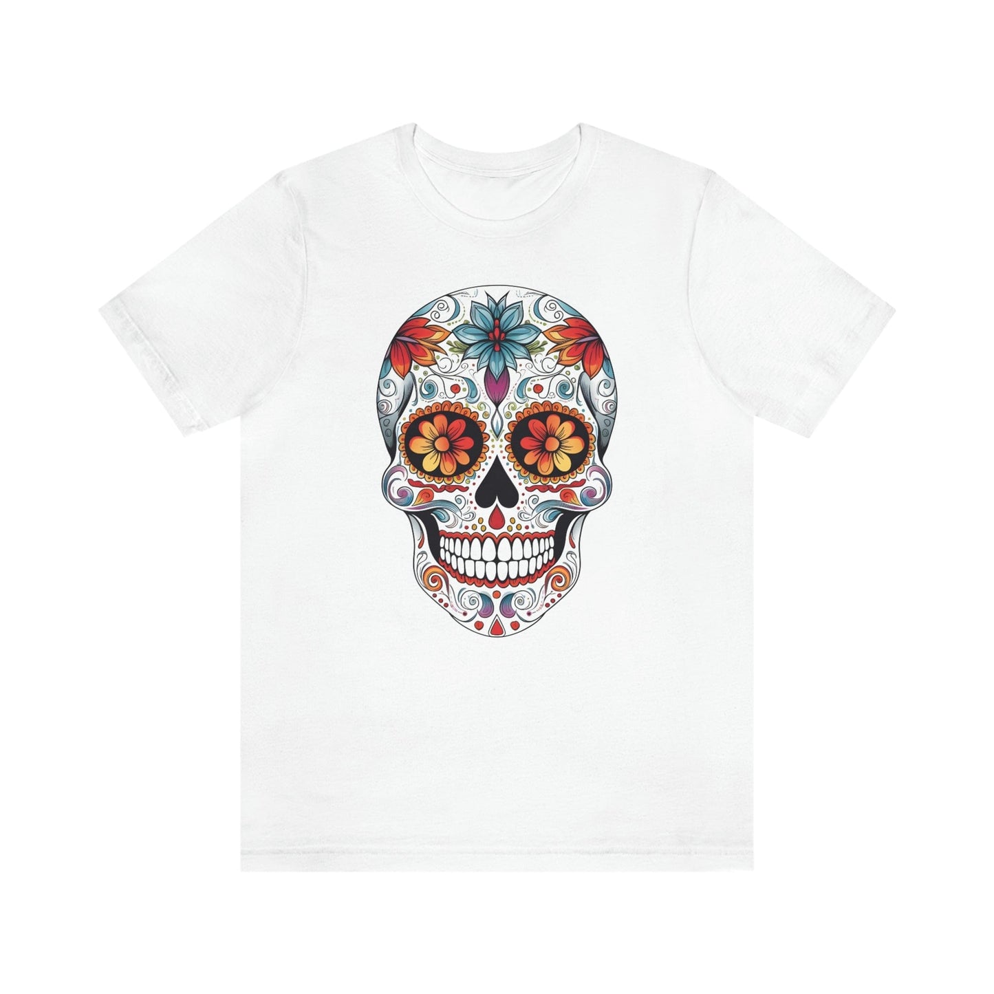 Unisex Mexican Day of the Dead Calavera T-Shirt- Tattoo Inspired Fashion T-Shirt Printify XS White 