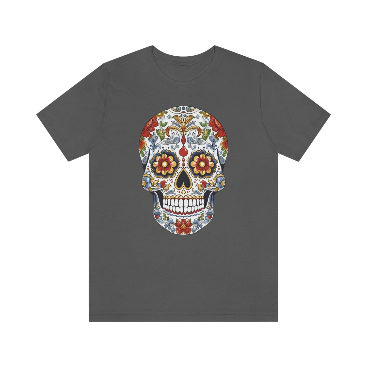 Unisex Mexican Sugar Skull T-Shirt- Unique Tattoo Inspired Tee T-Shirt Printify S Asphalt 