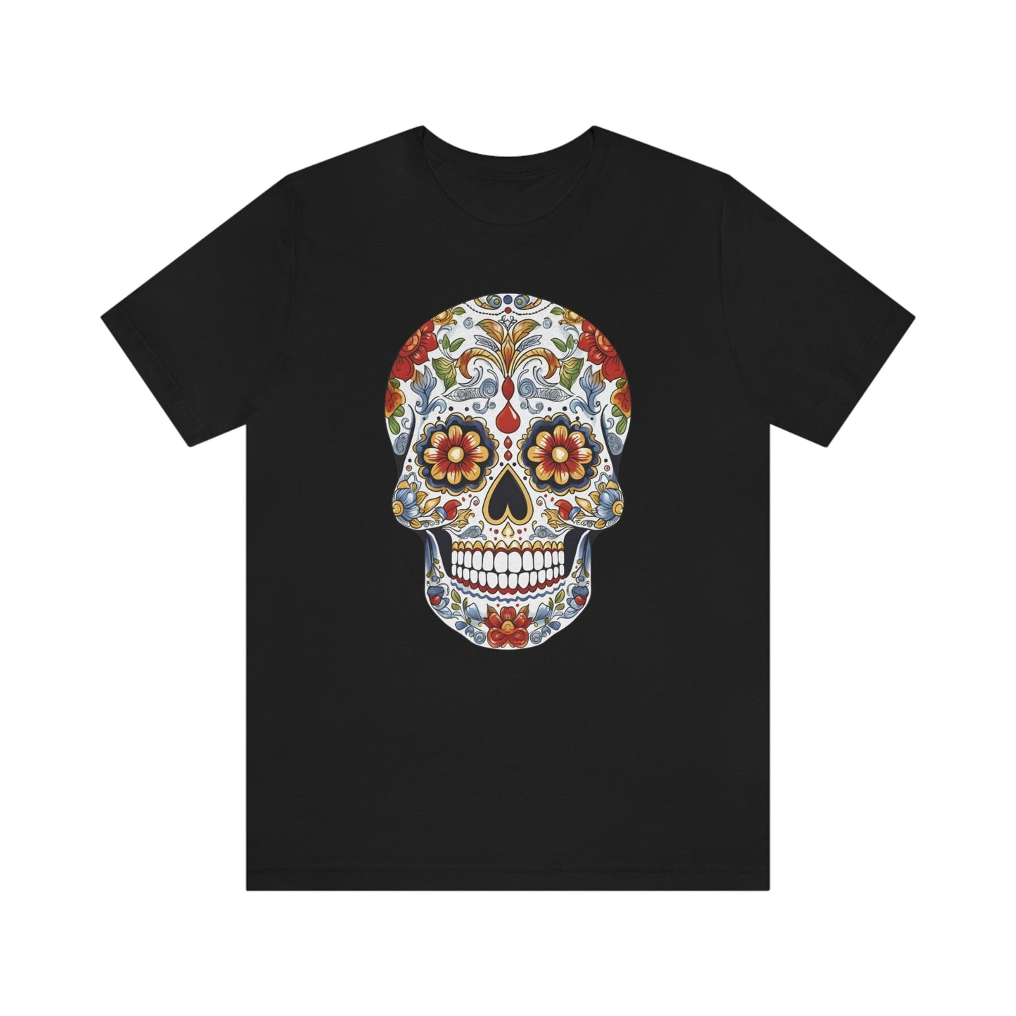 Unisex Mexican Sugar Skull T-Shirt- Unique Tattoo Inspired Tee T-Shirt Printify S Black 