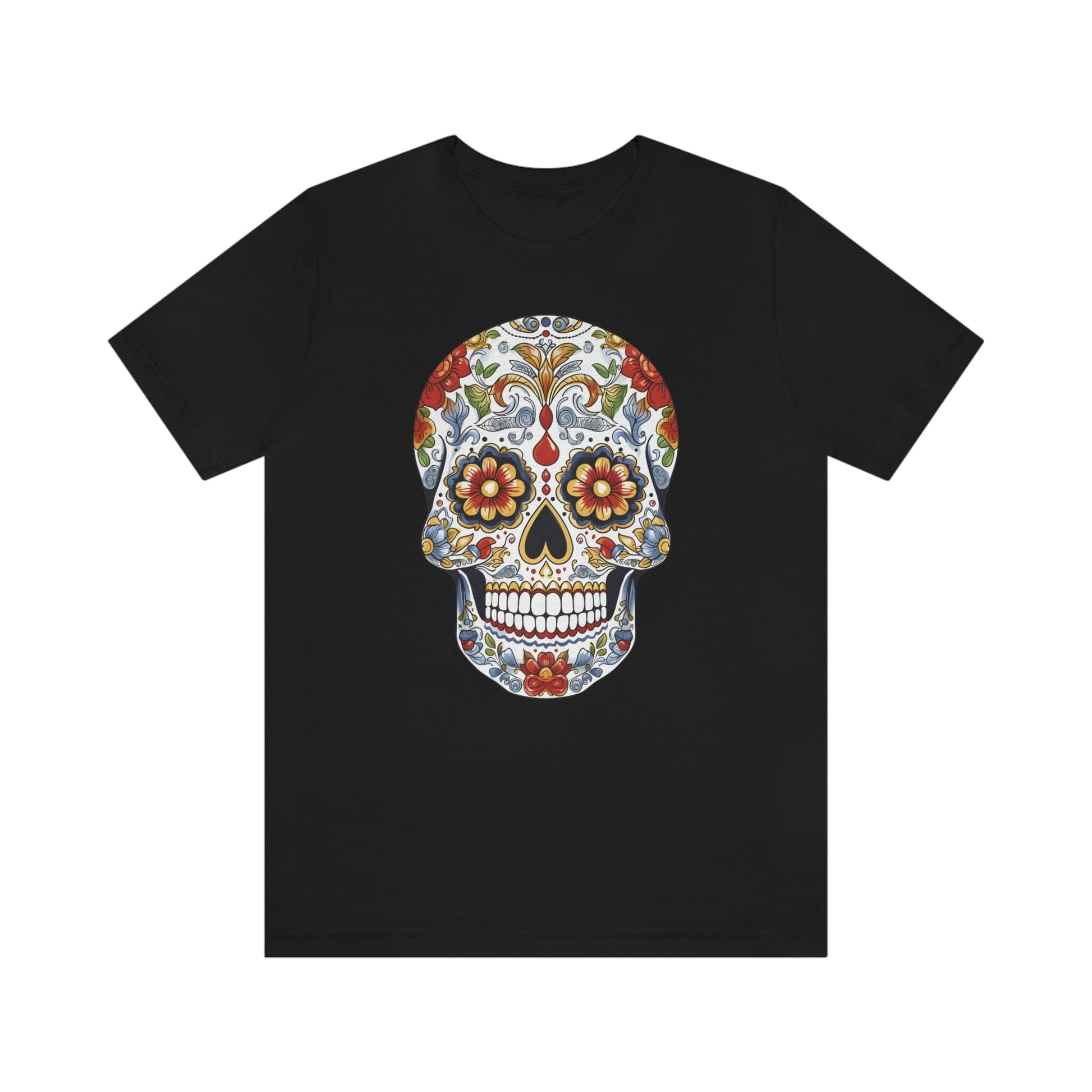 Unisex Mexican Sugar Skull T-Shirt- Unique Tattoo Inspired Tee T-Shirt Printify S Black 