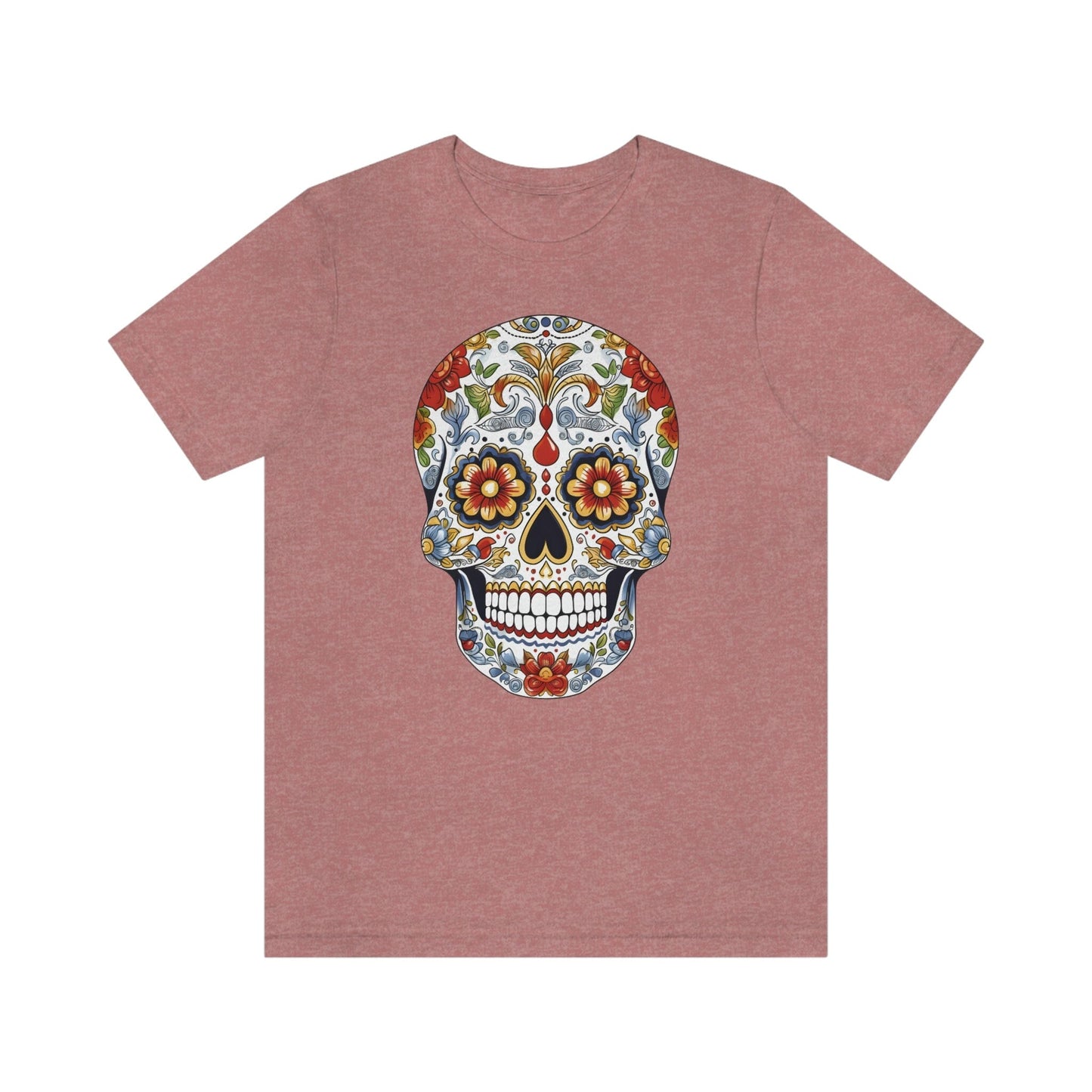 Unisex Mexican Sugar Skull T-Shirt- Unique Tattoo Inspired Tee T-Shirt Printify S Heather Mauve 