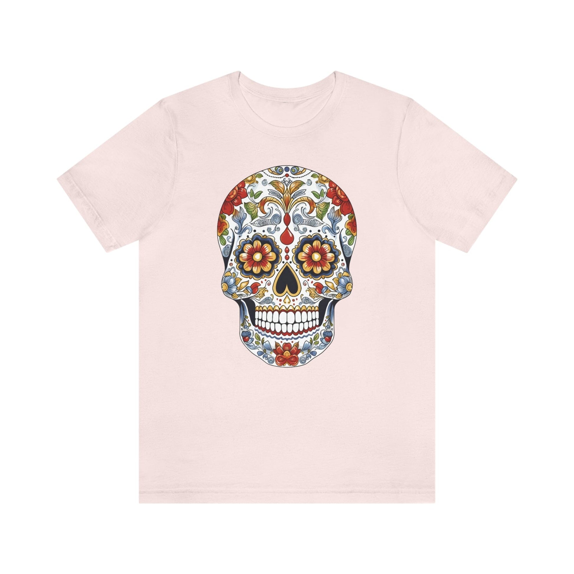 Unisex Mexican Sugar Skull T-Shirt- Unique Tattoo Inspired Tee T-Shirt Printify S Soft Pink 