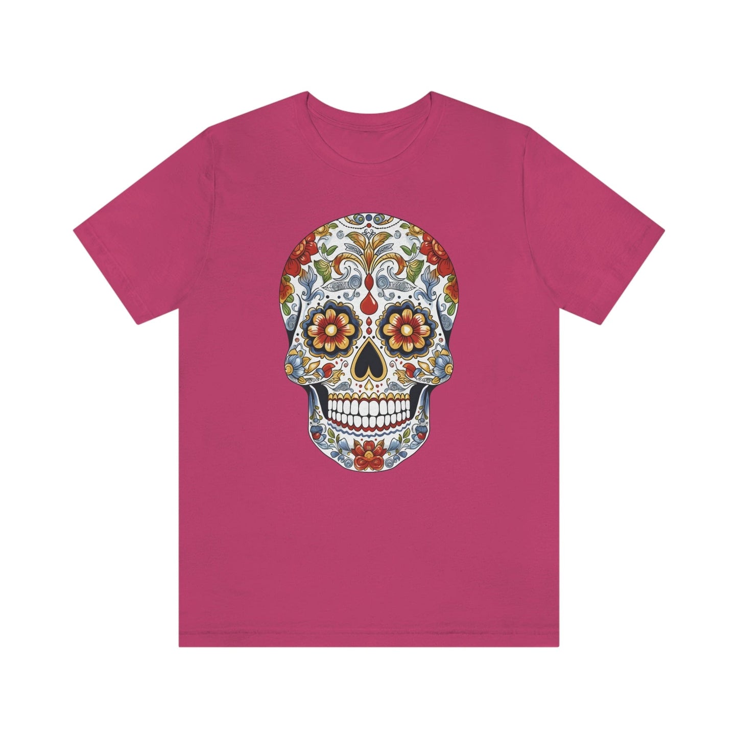 Unisex Mexican Sugar Skull T-Shirt- Unique Tattoo Inspired Tee T-Shirt Printify XS Berry 