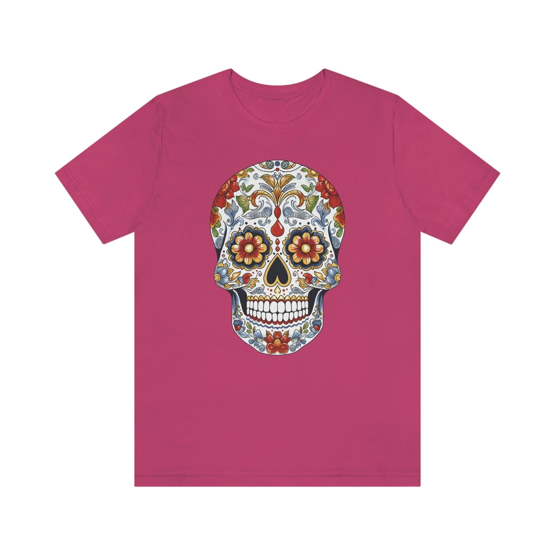 Unisex Mexican Sugar Skull T-Shirt- Unique Tattoo Inspired Tee T-Shirt Printify XS Berry 