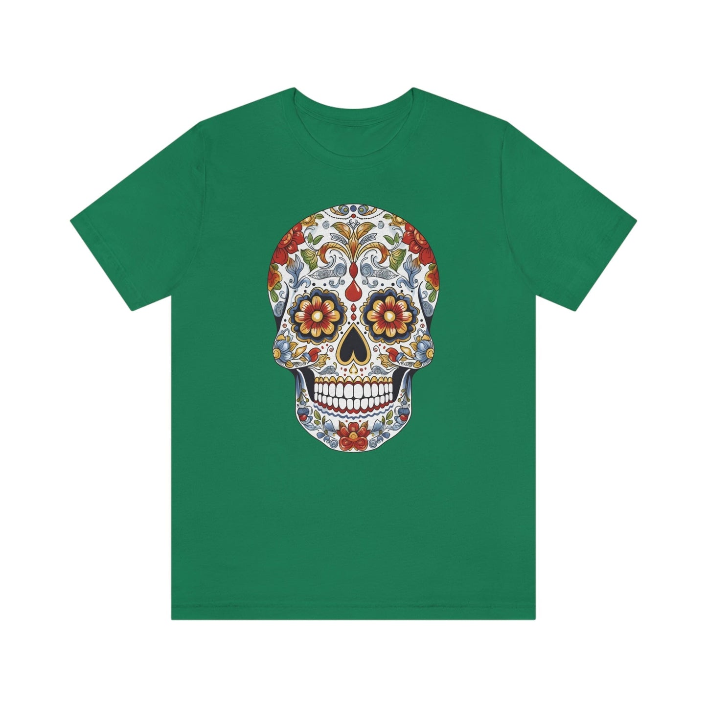 Unisex Mexican Sugar Skull T-Shirt- Unique Tattoo Inspired Tee T-Shirt Printify XS Kelly 