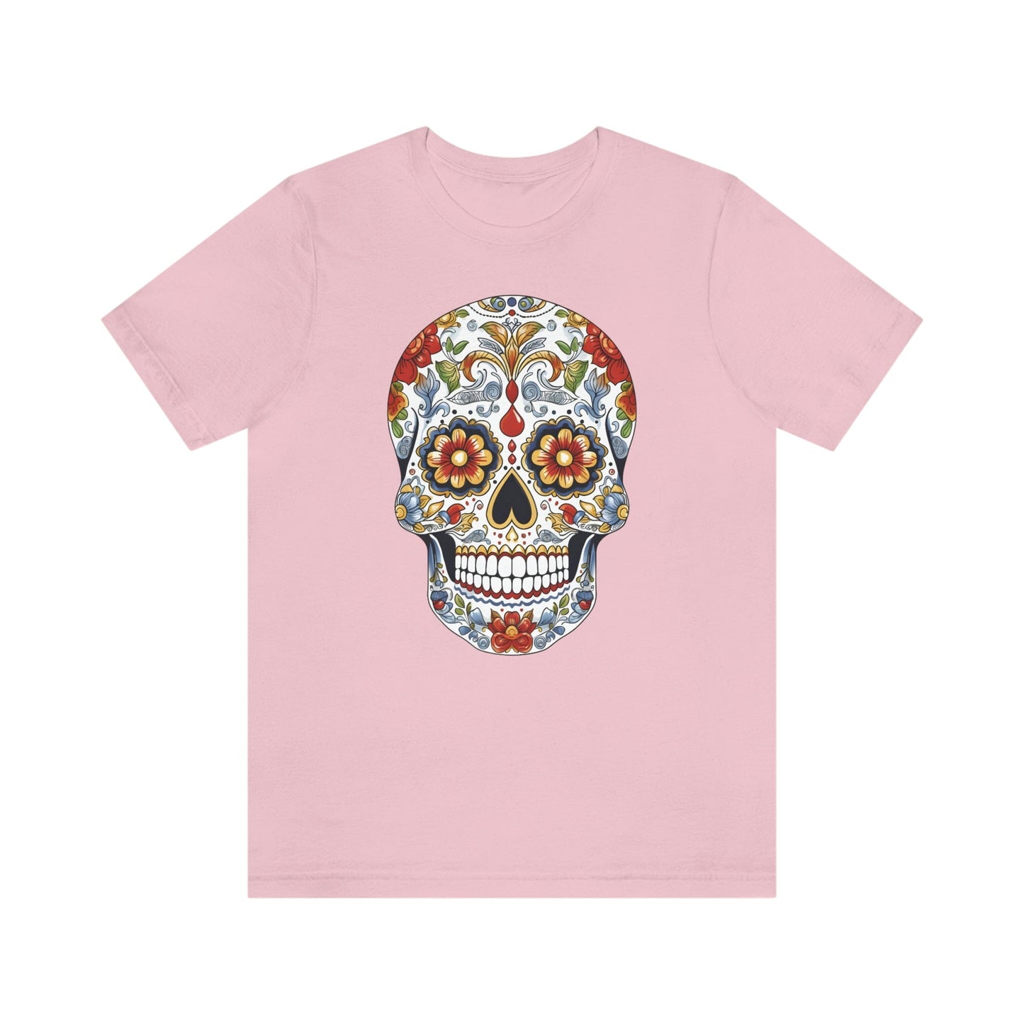 Unisex Mexican Sugar Skull T-Shirt- Unique Tattoo Inspired Tee T-Shirt Printify XS Pink 