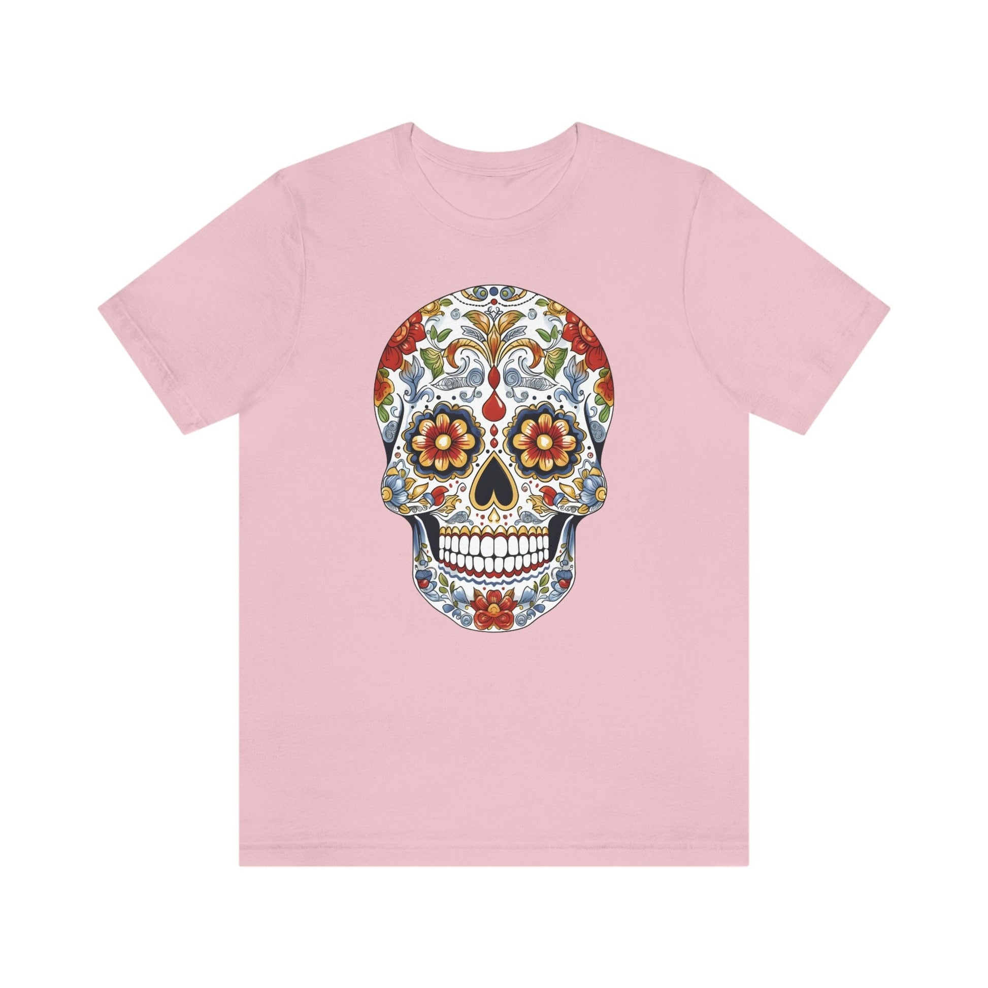 Unisex Mexican Sugar Skull T-Shirt- Unique Tattoo Inspired Tee T-Shirt Printify XS Pink 