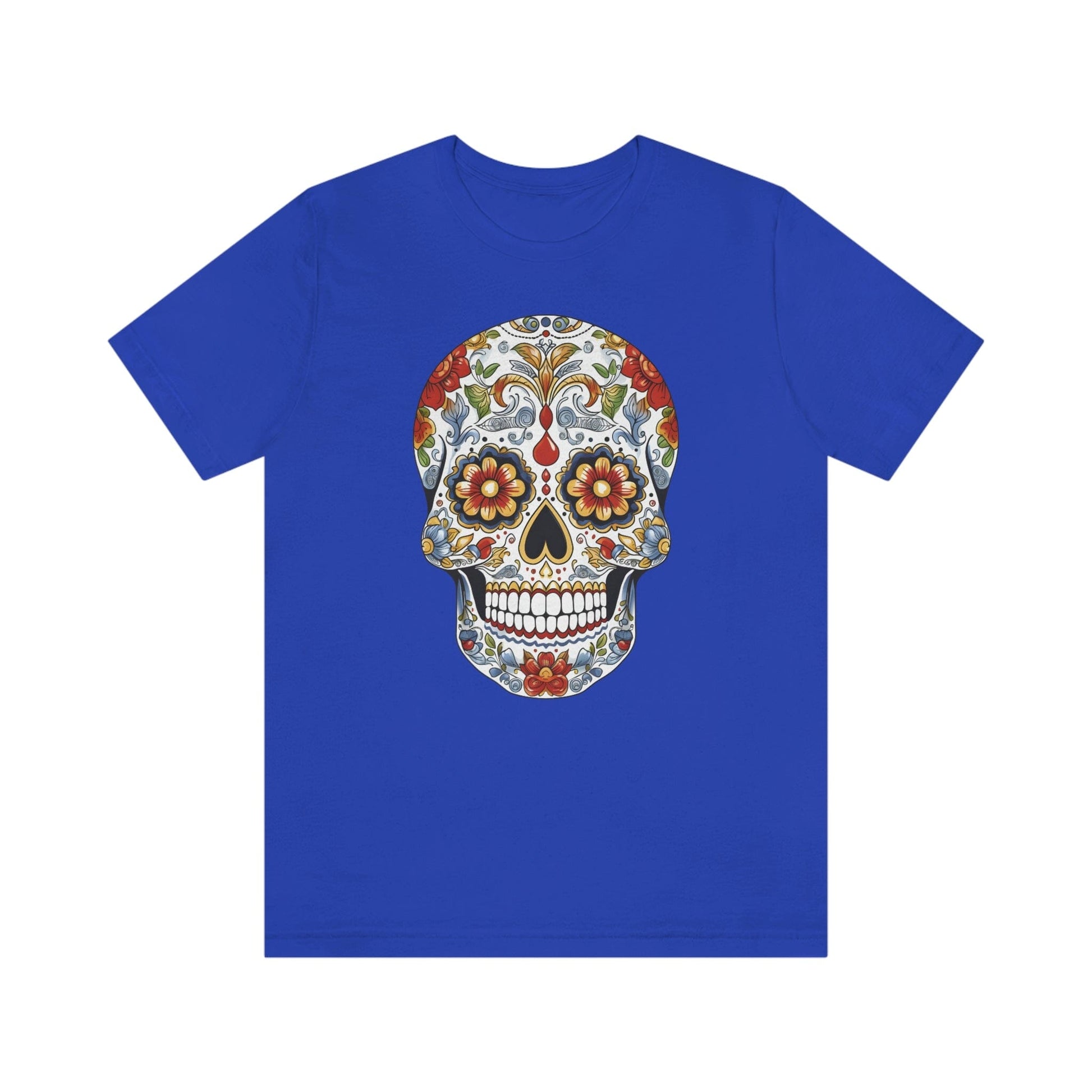 Unisex Mexican Sugar Skull T-Shirt- Unique Tattoo Inspired Tee T-Shirt Printify XS True Royal 