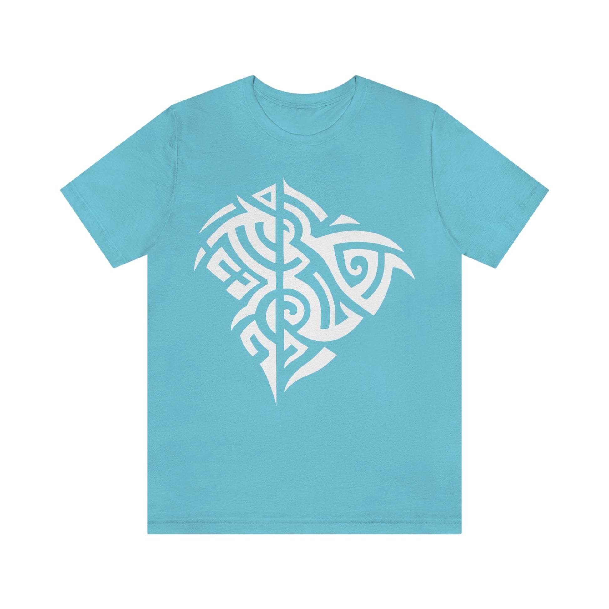 Unisex White Tribal Manta T-shirt- Tattoo Inspired Clothes T-Shirt Printify S Turquoise 