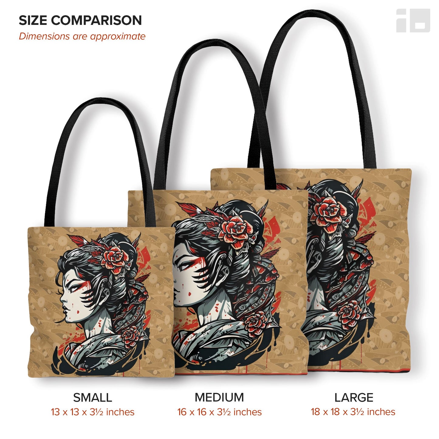 Vibrant Japanese Geisha Tote Bag - Tattoo Inspired City Bag Bags InkedOut 