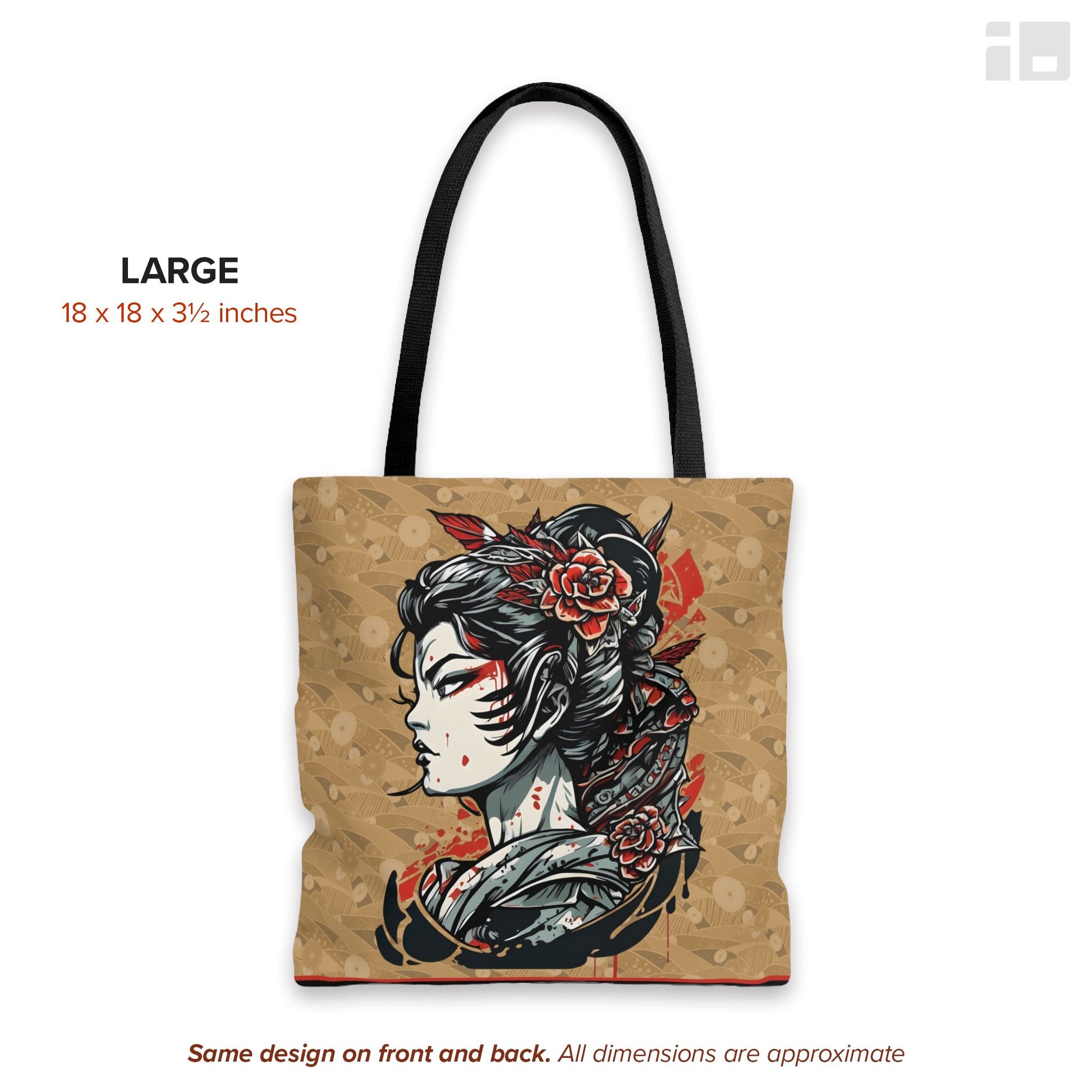 Vibrant Japanese Geisha Tote Bag - Tattoo Inspired City Bag Bags InkedOut Large 