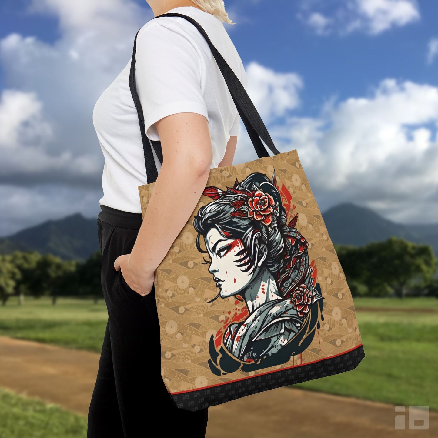 Vibrant Japanese Geisha Tote Bag - Tattoo Inspired City Bag Bags InkedOut Small 