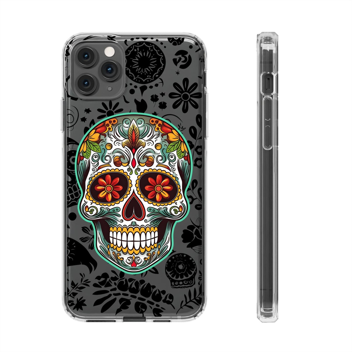 Vibrant Sugar Skull Phone Case - A Tribute to Day of the Dead! Phone Case InkedOut iPhone 11 Pro Max Without gift packaging 