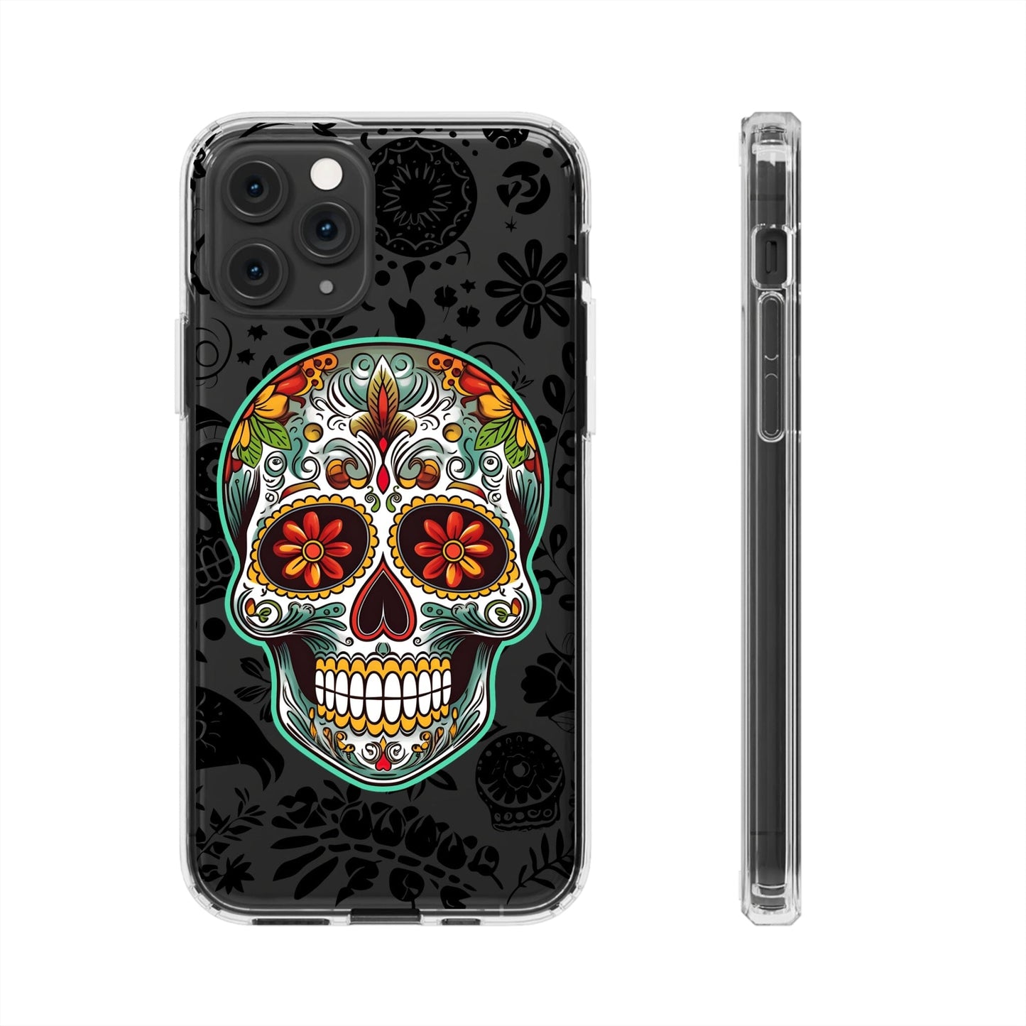 Vibrant Sugar Skull Phone Case - A Tribute to Day of the Dead! Phone Case InkedOut iPhone 11 Pro Without gift packaging 