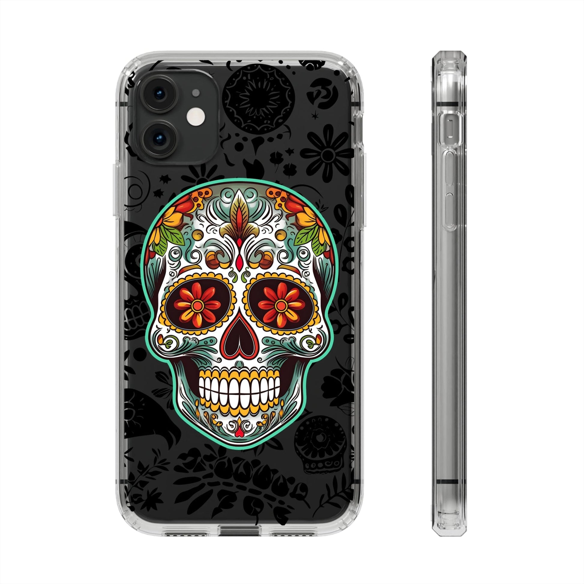 Vibrant Sugar Skull Phone Case - A Tribute to Day of the Dead! Phone Case InkedOut iPhone 11 Without gift packaging 