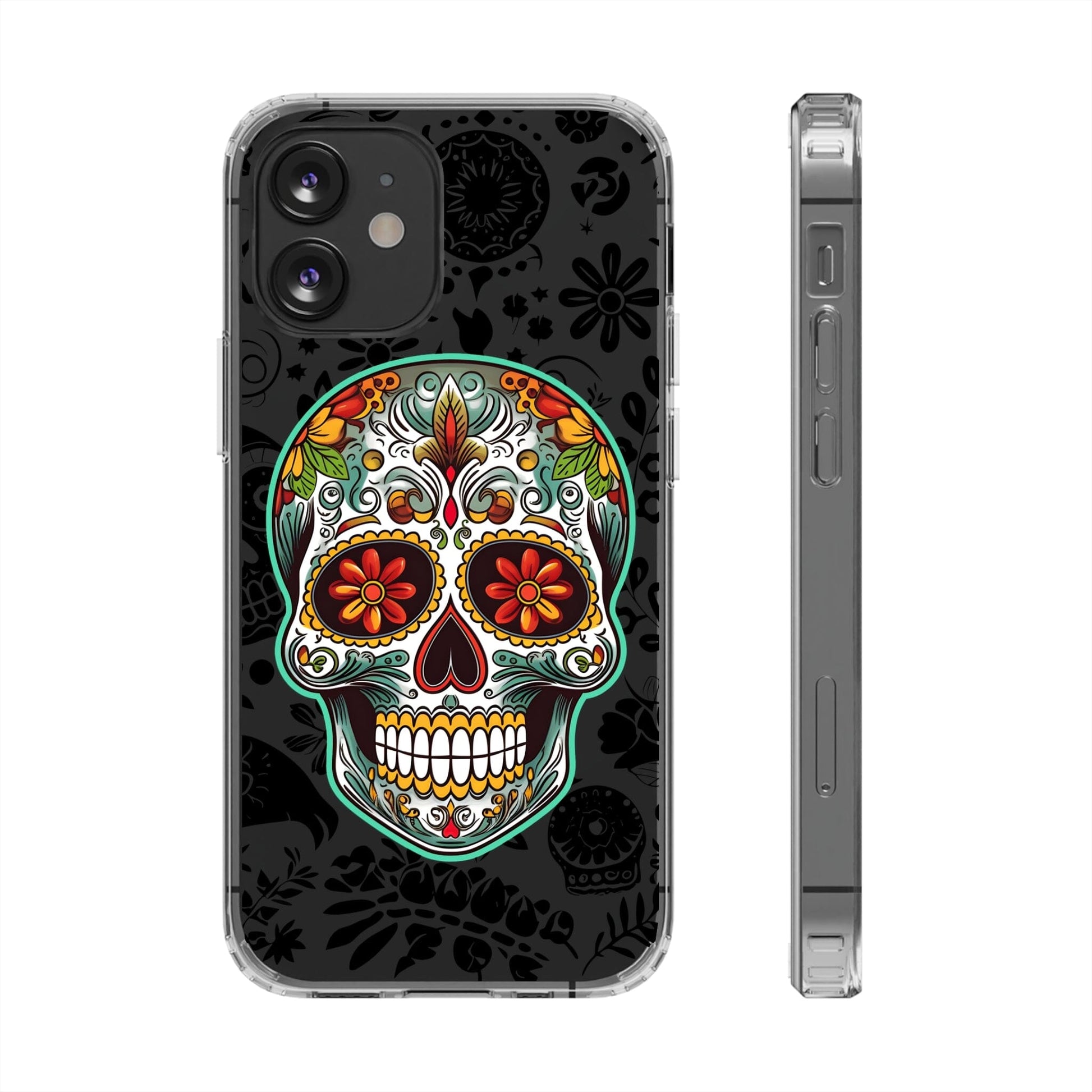 Vibrant Sugar Skull Phone Case - A Tribute to Day of the Dead! Phone Case InkedOut iPhone 12 Mini Without gift packaging 