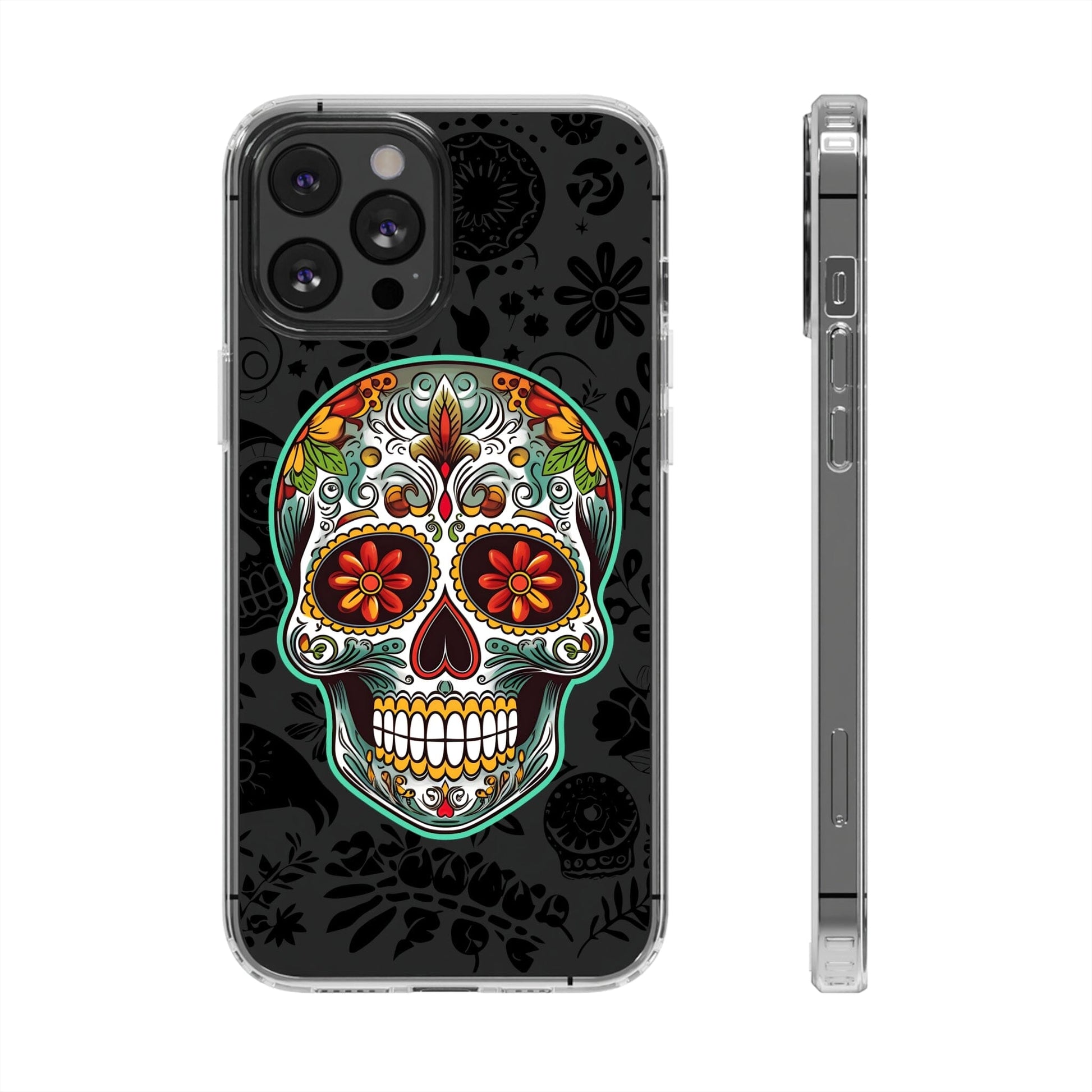 Vibrant Sugar Skull Phone Case - A Tribute to Day of the Dead! Phone Case InkedOut iPhone 12 Pro Max Without gift packaging 