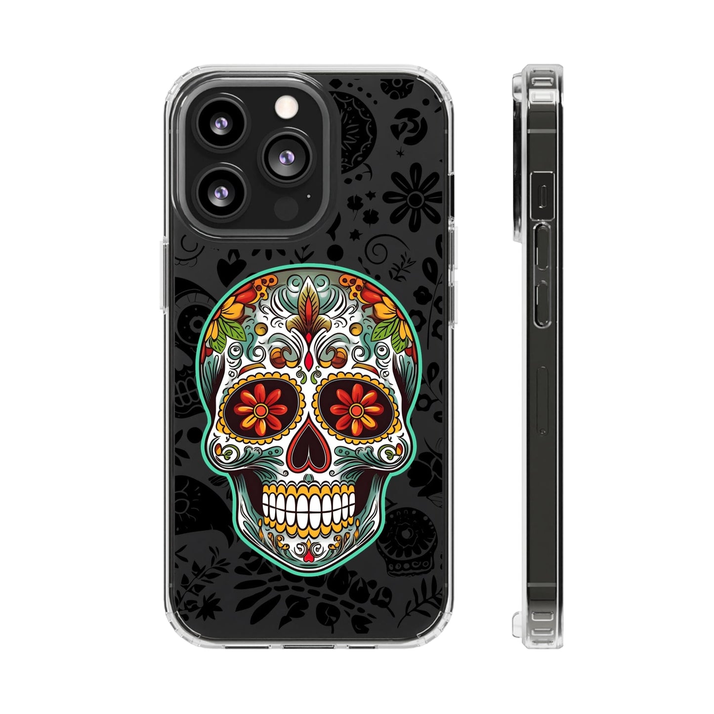 Vibrant Sugar Skull Phone Case - A Tribute to Day of the Dead! Phone Case InkedOut iPhone 13 Pro Without gift packaging 