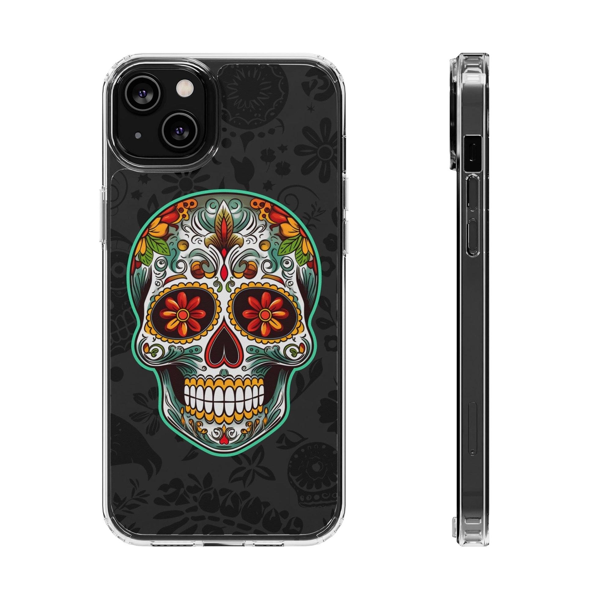 Vibrant Sugar Skull Phone Case - A Tribute to Day of the Dead! Phone Case InkedOut iPhone 14 Plus Without gift packaging 